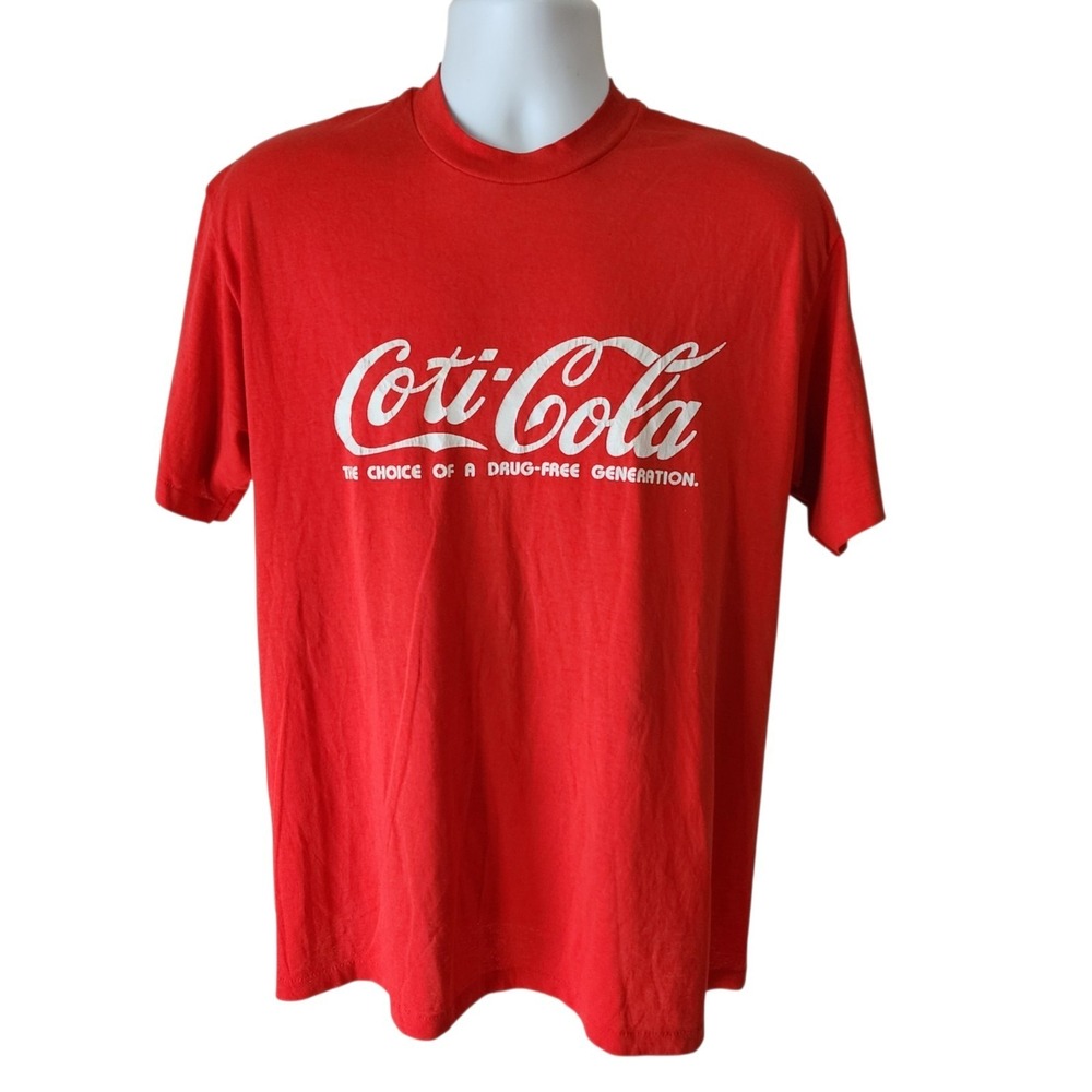 Vintage Coti Cola Drug Free Generation T Shirt Mens L XL Single Stitch Graphic T